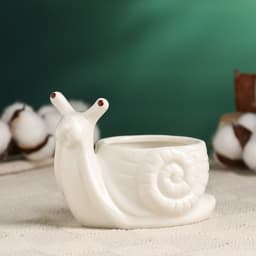 Декоративный горшок для цветов «Улитка», керамический, 200 мл, 13×9×9 см, белый, Greengo