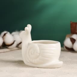 Декоративный горшок для цветов «Улитка», керамический, 200 мл, 13×9×9 см, белый, Greengo