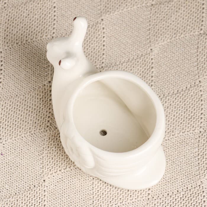 Декоративный горшок для цветов «Улитка», керамический, 200 мл, 13×9×9 см, белый, Greengo