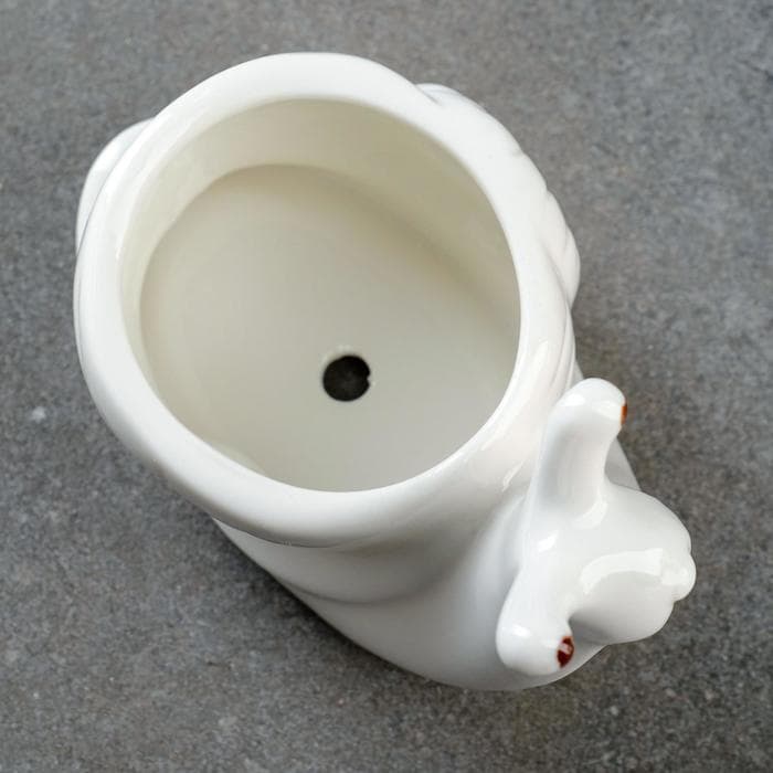 Декоративный горшок для цветов «Улитка», керамический, 200 мл, 13×9×9 см, белый, Greengo