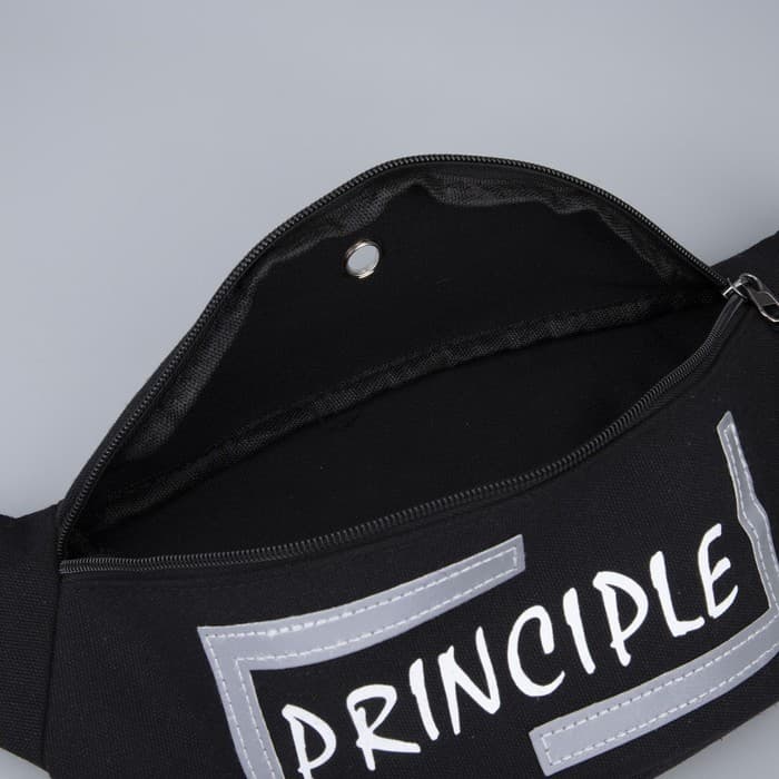 Сумка поясная PRINCIPE, 35×12×5 см, со светоотражающими элементами, отдел на молнии, чёрная