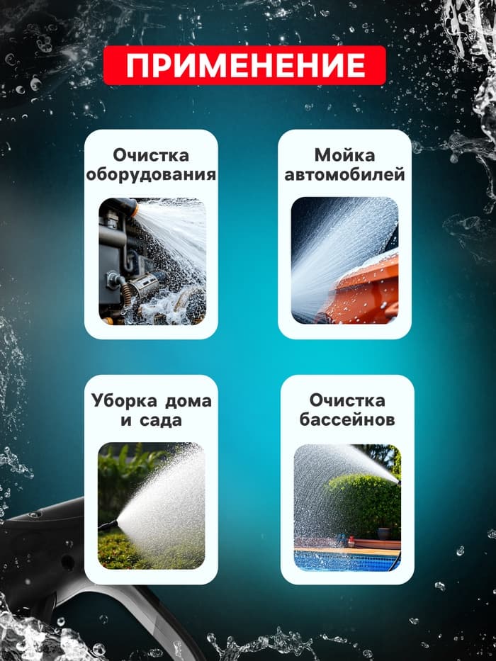 Пистолет для мойки высокого давления, 4 насадки 0-15-25-40 град