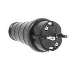 Вилка прямая, 16 А, 220 В, IP44, с заземлением, каучук, чёрная