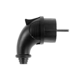 Вилка угловая, 16 A, 220 В, IP44, с заземлением, каучук, чёрная