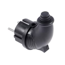 Вилка угловая, 16 A, 220 В, IP44, с заземлением, каучук, чёрная