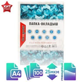 Файл - вкладыш Calligrata, А4, 22-25 мкм, глянцевый, вертикальный, 100 штук