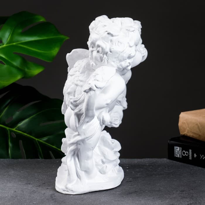 Фигура гипс «Ангел и Фея с розой», белый, 12×26×24 см