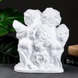 Фигура гипс «Ангел и Фея с розой», белый, 12×26×24 см