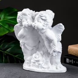 Фигура гипс «Ангел и Фея с розой», белый, 12×26×24 см