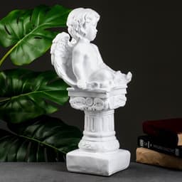 Фигура гипс «Ангел на пьедестале», белый, 15×15×42 см