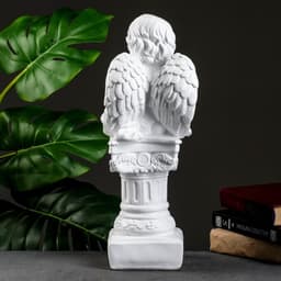 Фигура гипс «Ангел на пьедестале», белый, 15×15×42 см
