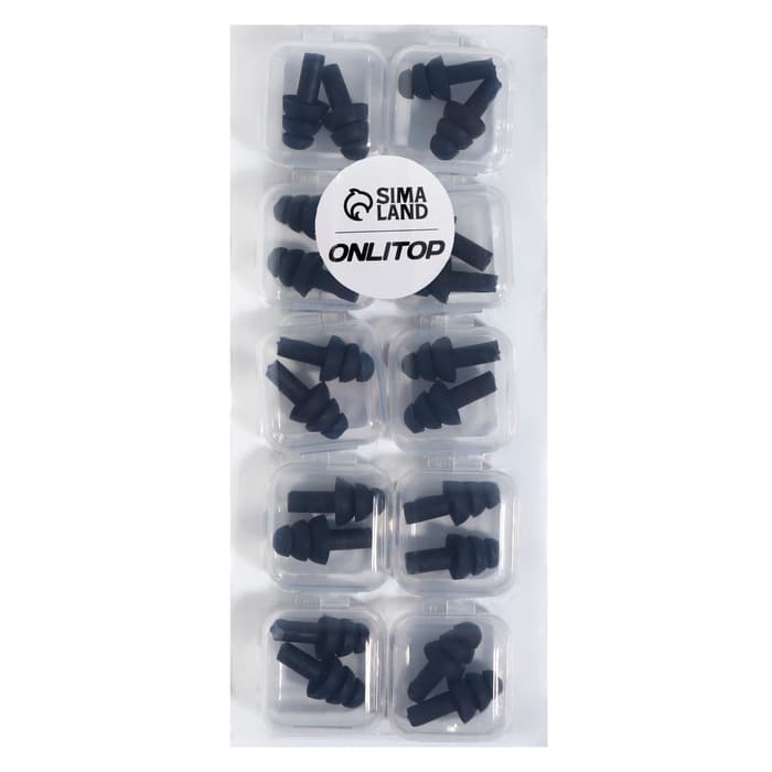 Беруши, 3×1.3 см, фасовка 10 пар, силиконовые, в футляре, чёрный