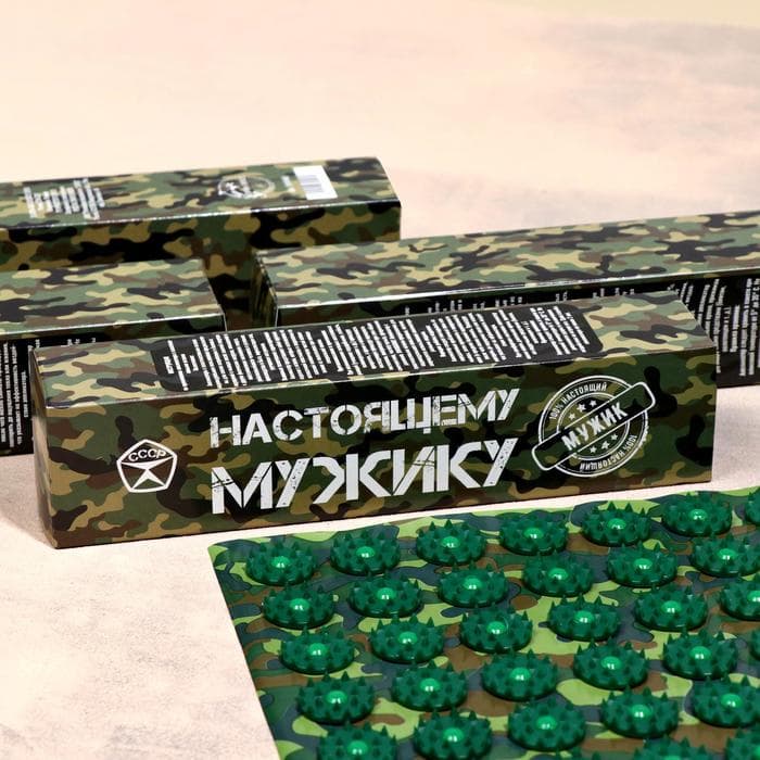 Аппликатор «Кузнецова - Настоящему мужику», 70 колючек, плёнка, 23×32 см, зелёный