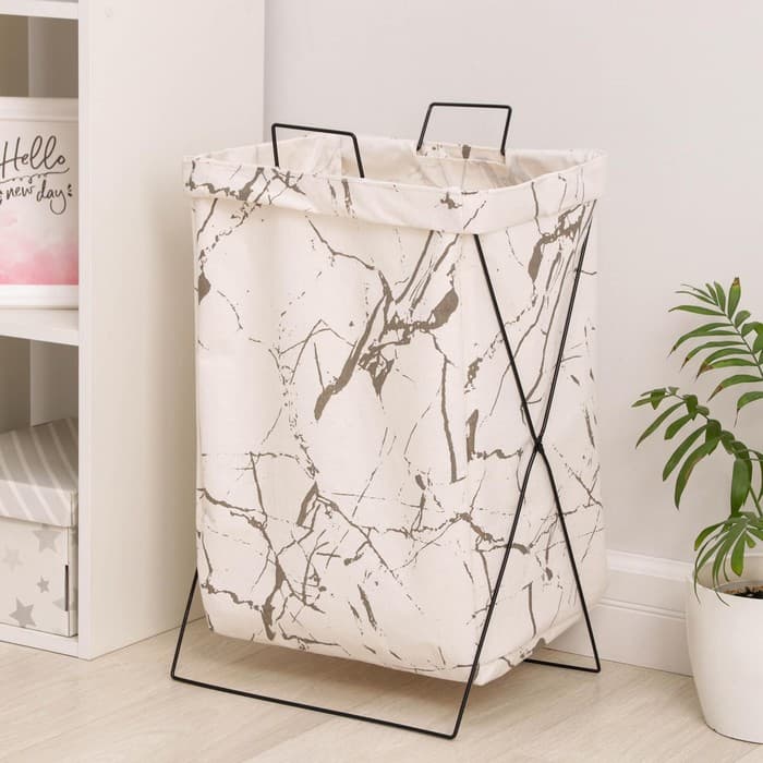 Корзина для белья складная Доляна «Монро», 40×26×50 см, белая