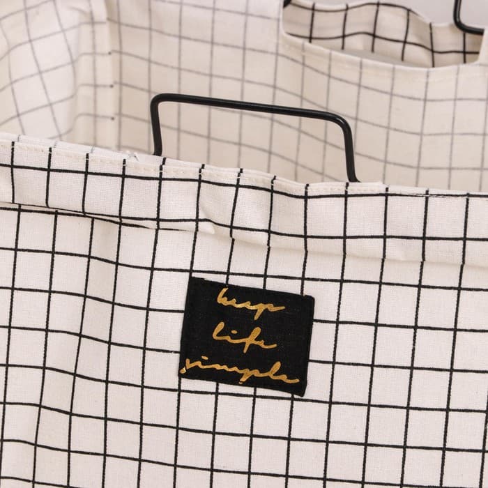 Корзина для белья складная «Клетка», 40×26×50 см, бело-чёрная