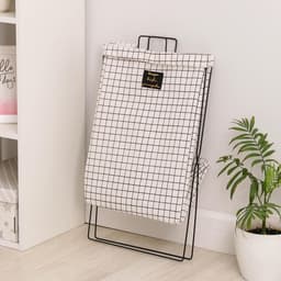 Корзина для белья складная «Клетка», 40×26×50 см, бело-чёрная