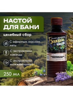 Настой для бани целебный Laboratory Katrin с эфирным маслом мяты, экстрактами лаванды и можжевельника, 250 мл