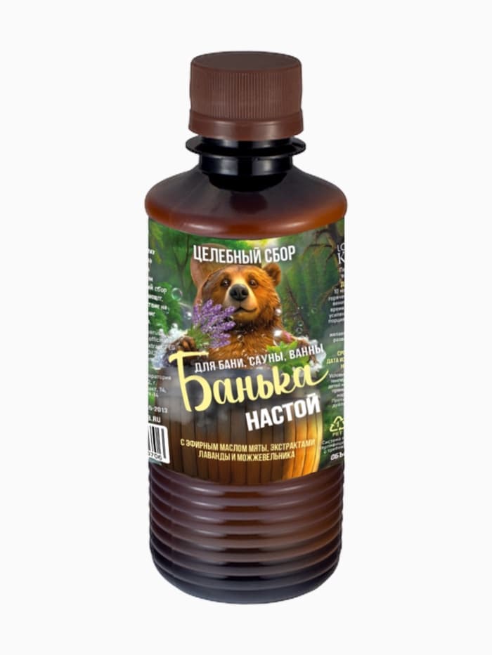 Настой для бани целебный Laboratory Katrin с эфирным маслом мяты, экстрактами лаванды и можжевельника, 250 мл