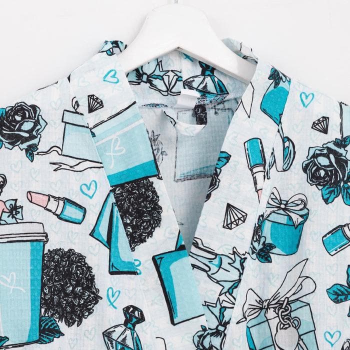 Халат женский Этель «Mint mood» рукав 3/4, размер 42-44, вафля 200 г/м², 100% хлопок