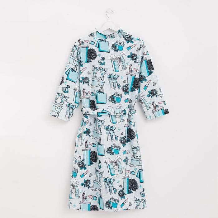 Халат женский Этель «Mint mood» рукав 3/4, размер 42-44, вафля 200 г/м², 100% хлопок