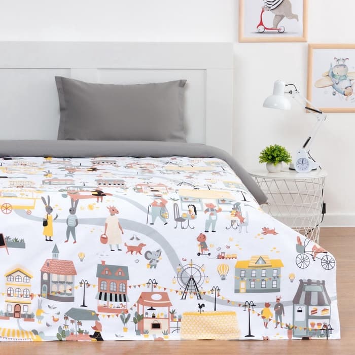 Покрывало 1.5-спальное «Этель» Fantasy town, 145×210 см, хлопок 100%
