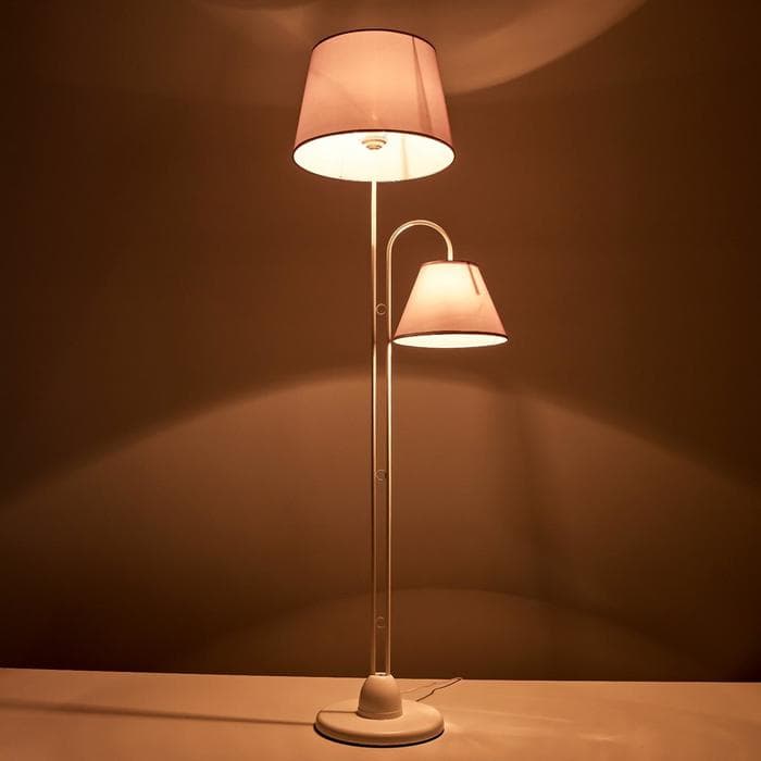 Торшер напольный BayerLux «1063/2», 2×15 Вт, Е27, белый-серый