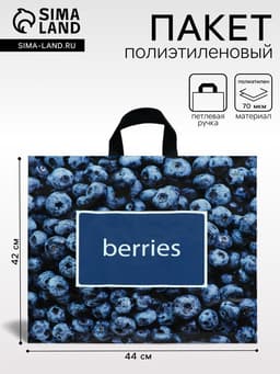 Пакет «Черника», полиэтиленовый с петлевой ручкой, 44×42 см, 70 мкм