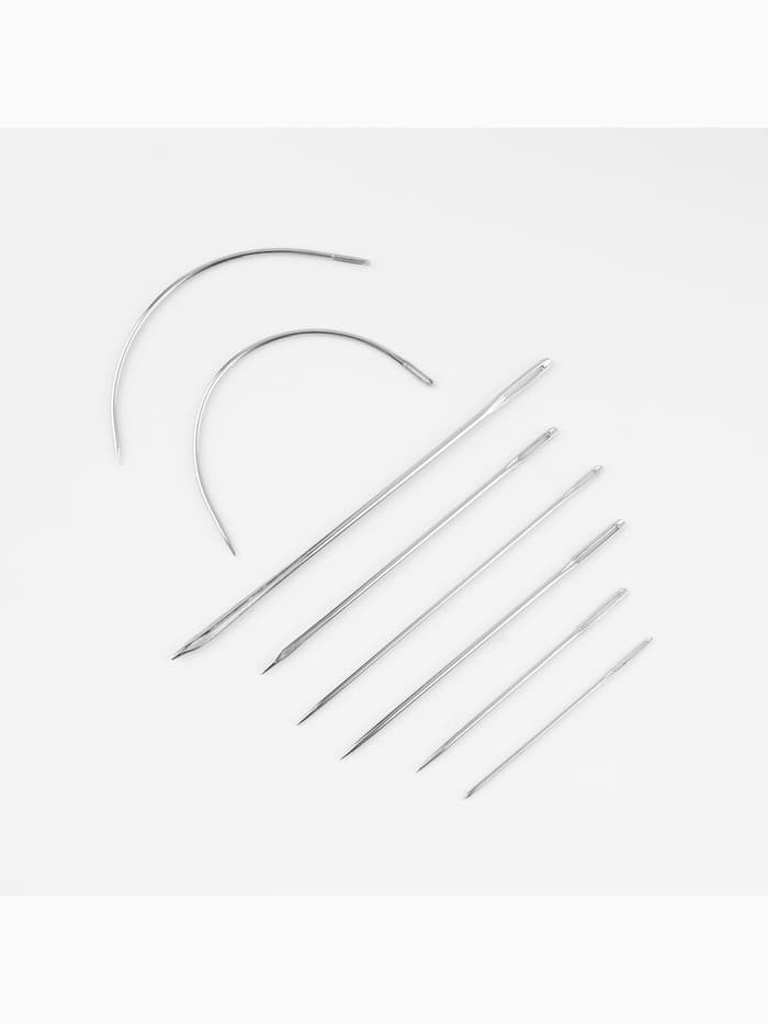 Иглы швейные, для кожи, 3.7-7.3 см, d=0.5-2 мм, набор 8 шт.