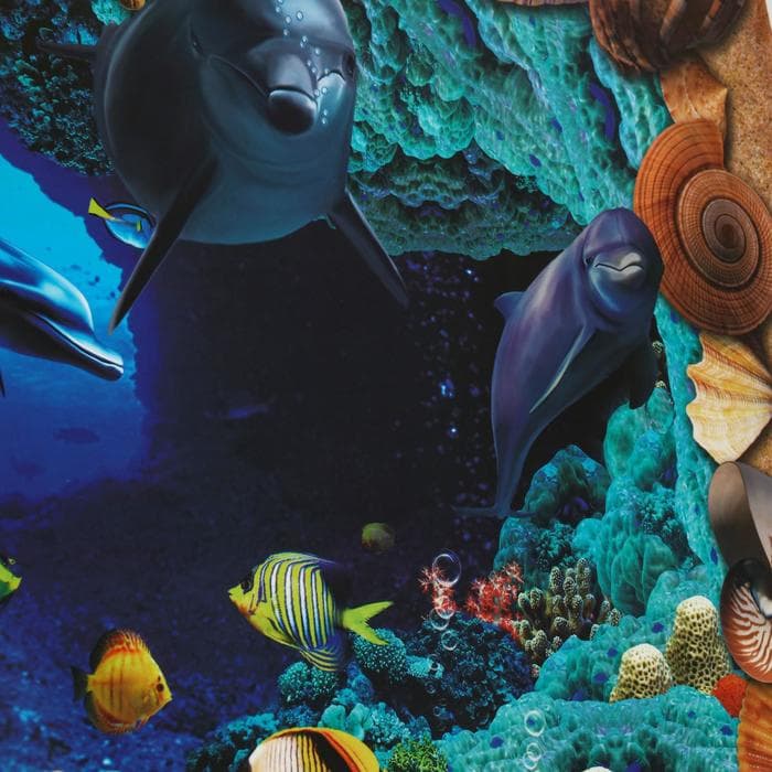 Интерьерная наклейка 3Д TAKE IT EASY «Дельфины», на стену, 90×60 см, влагостойкая, ПВХ