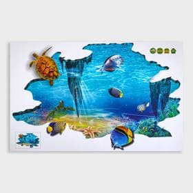 Интерьерная наклейка 3Д TAKE IT EASY «Море и жители», на стену, 90×60 см, влагостойкая, ПВХ