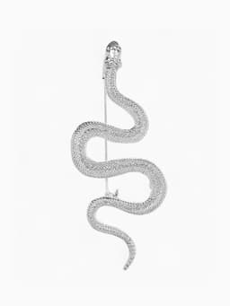 Брошь «Змея», извилистая, цвет серебро