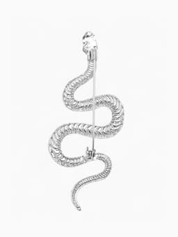 Брошь «Змея», извилистая, цвет серебро