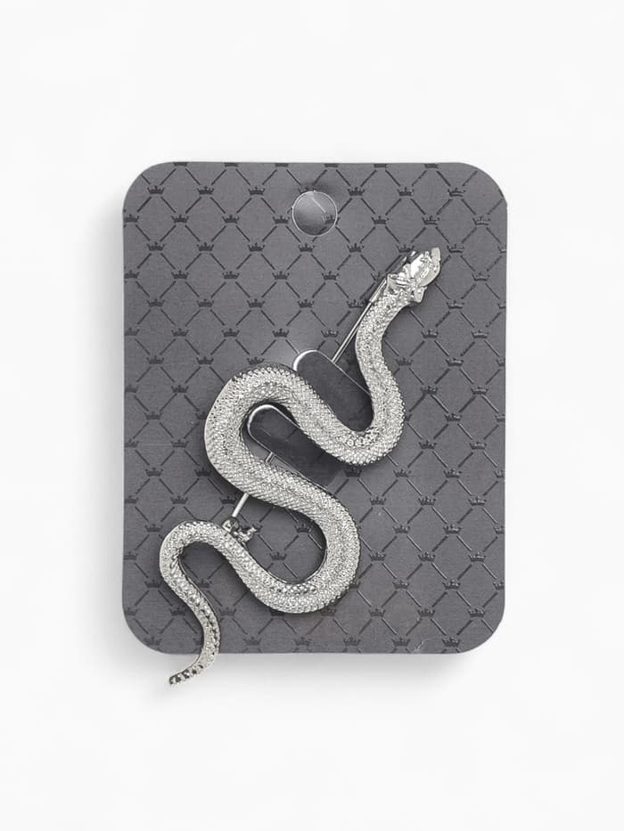 Брошь «Змея», извилистая, цвет серебро