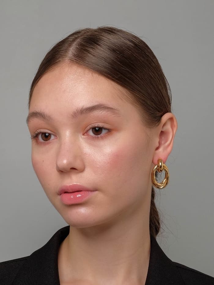 Серьги металл «Геометрия», овалы переплетённые, цвет золото