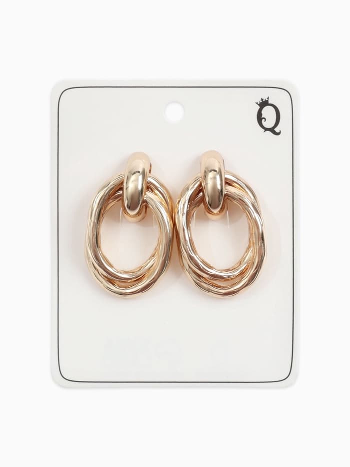 Серьги металл «Геометрия», овалы переплетённые, цвет золото