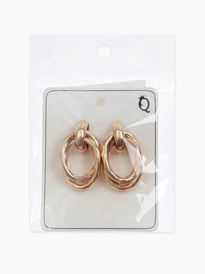 Серьги металл «Геометрия», овалы переплетённые, цвет золото