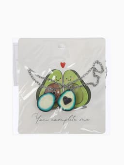 Кулоны «Неразлучники. Авокадо с сердечком», коричнево-зелёные в серебре, 45 см