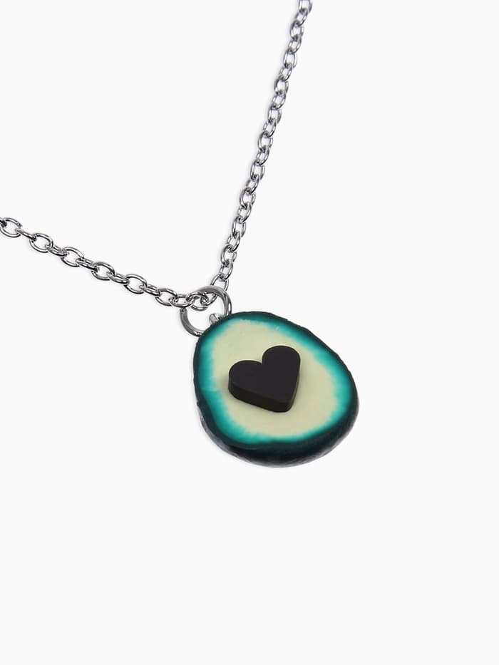 Кулоны «Неразлучники. Авокадо с сердечком», коричнево-зелёные в серебре, 45 см