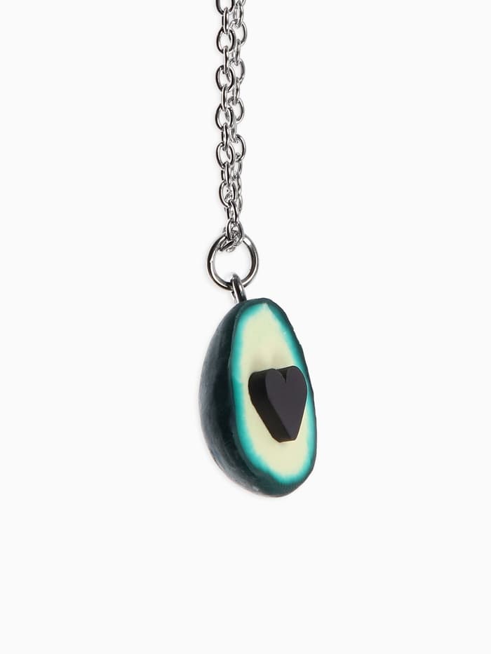 Кулоны «Неразлучники. Авокадо с сердечком», коричнево-зелёные в серебре, 45 см