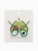 Кулоны «Неразлучники. Авокадо с сердечком», коричнево-зелёные в серебре, 45 см