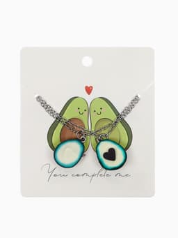 Кулоны «Неразлучники. Авокадо с сердечком», коричнево-зелёные в серебре, 45 см