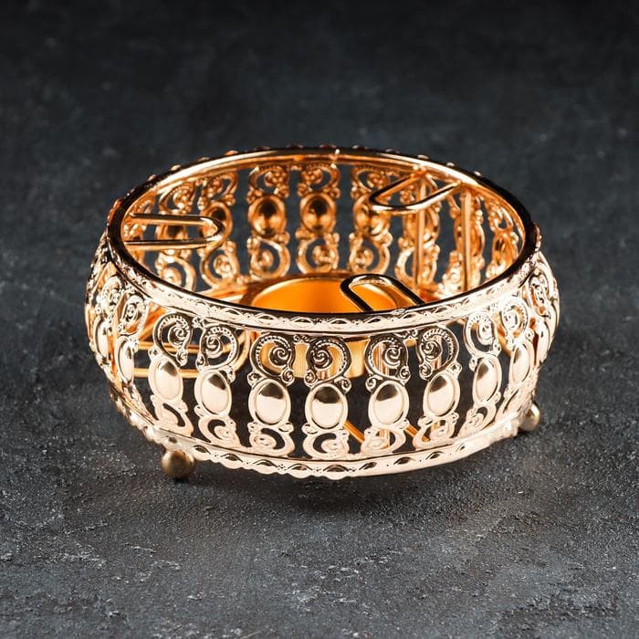 Подставка-подогрев для чайника, 13×13×6 см, металл, золотистая