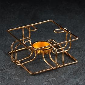 Подставка-подогрев для чайника, 15×15×6 см, металл, золотистая