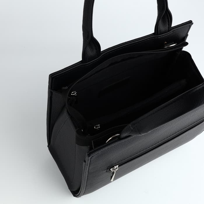 Сумка женская тоут TEXTURA на молнии, 25×12×22 см, чёрный