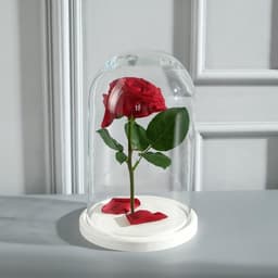 Стеклянный купол - клош на деревянной подставке «Венсан», 25×15 см, белый