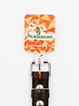 Ошейник кожаный усиленный капроном с полукольцом, 55×2.5 см, ОШ 27-53 см, чёрный
