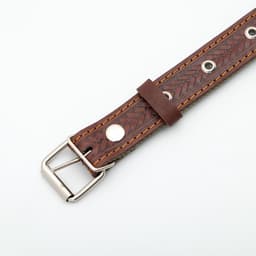 Ошейник комбинированный безразмерный, кожа/брезент, 60×3 см, ОШ 30-57 см, коричневый/зелёный