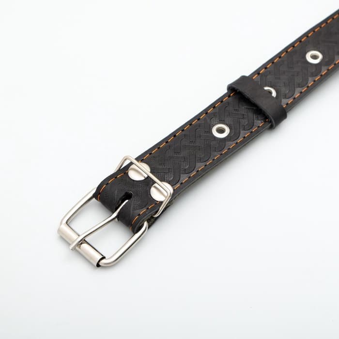 Ошейник комбинированный, безразмерный, 65×3.5 см, ОШ 31-61 см, кожа, брезент, чёрный