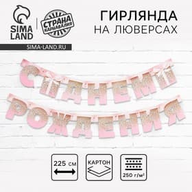 Гирлянда на люверсах «С Днем Рождения», длина 225 см