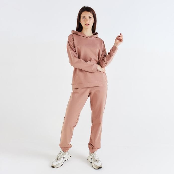 Костюм спортивный женский: худи, брюки, MINAKU: Casual Collection, размер 46, бежевый